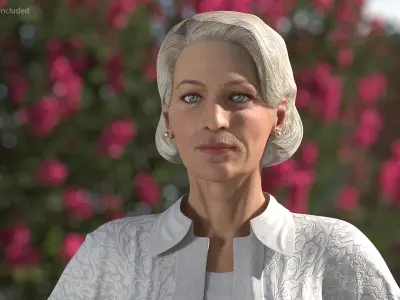Elderly Lady in Casual Clothes T Pose 3D model