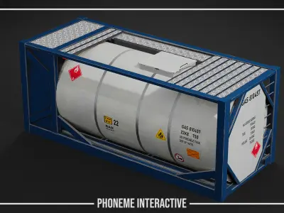 Gas Tank Container - Game Ready Industrial Asset with 4K PBR VR Low-poly 3D model