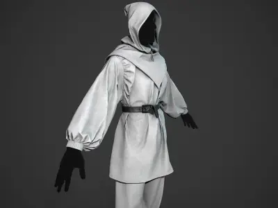 White Medieval Outfit Low-poly 3D model