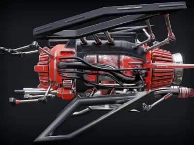 Sci-fi Submarine Low-poly 3D model