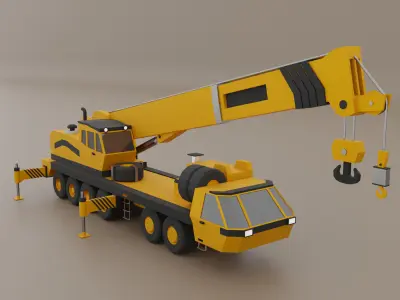 Mobile Crane Heavy Vehicle Low-poly 3D model