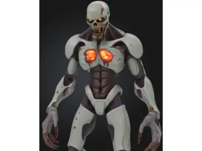 Bio Mech Zombie Low-poly 3D model