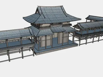 PBR Asian Buildings Collection Low-poly 3D model