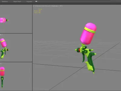 Cartoon toy water gun - green plastic pistol Low-poly 3D model