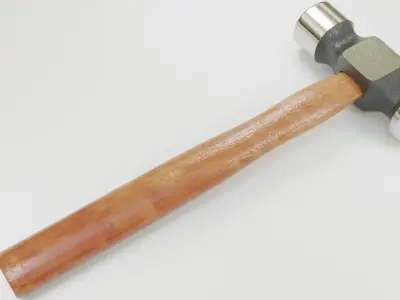 Realistic Hammer 3D model with wooden handle 3D model