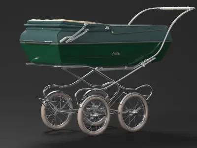 Bilt Rite Vintage Sleeping Stroller with Canopy Folded 3D model