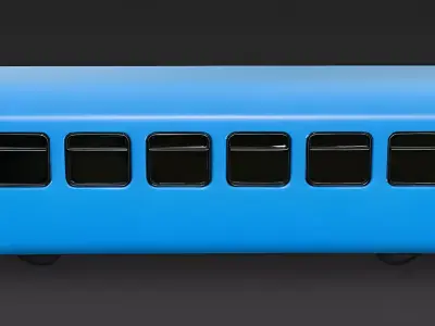 Stylized Cartoon Toy Train Blue Car 3D Model Low-poly 3D model