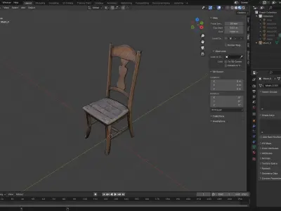 Vintage Rustic Wooden Chair - 3D Model for Interior Design 3D model