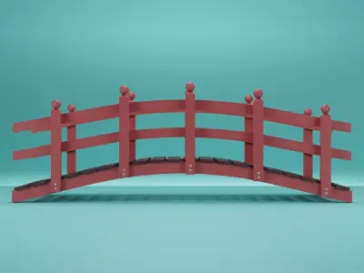 Japanese Bridge Low-poly  Free low-poly 3D model