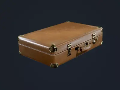 Suitcase Luggage Briefcase Leather Travel Hotel Game Ready Low-poly 3D model