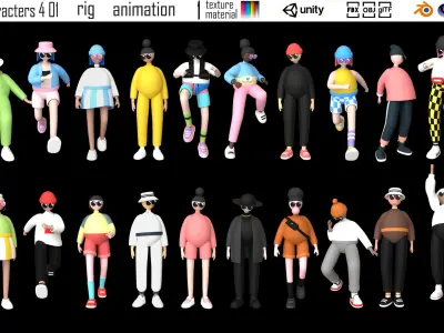 cartoon characters 4 01 3D model