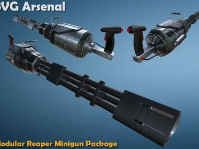 Modular Reaper Minigun Package - HQ Low-poly 3D model