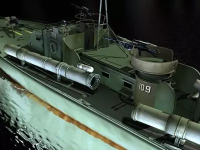 PT-109 military boat in water 3D model
