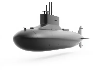 Stealth Submarine Black model pack Low-poly 3D model