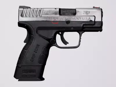 Springfield XD-MOD2 - Silver Low-poly 3D model