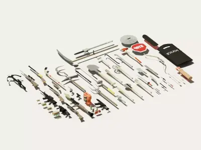 low poly gun - survival pack Low-poly 3D model