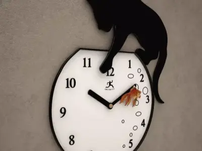 Playing Cat Wall Clock 04 3D model