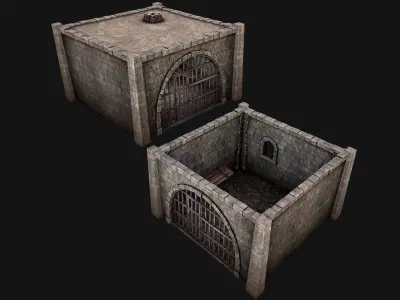 Medieval Dungeon Prison Set Low-poly 3D model