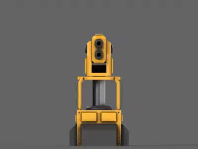 PBR Turret Gun 02 Yellow Low-poly 3D model