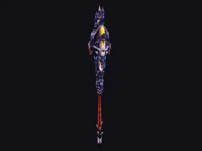 Axe Large Weapon Cutting Fantasy Melee Hatchet Dragon Head Low-poly 3D model purchase