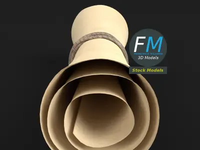 Rolled up paper scroll 3D model