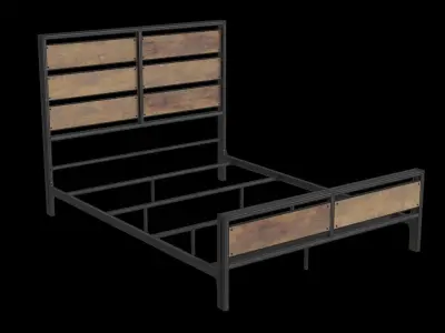 Industrial Farmhouse Queen Bed 3D model