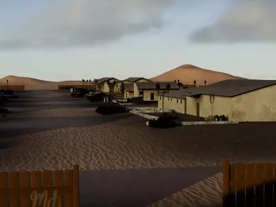Abandoned Desert Housing Complex Full Environment Scene 3D model
