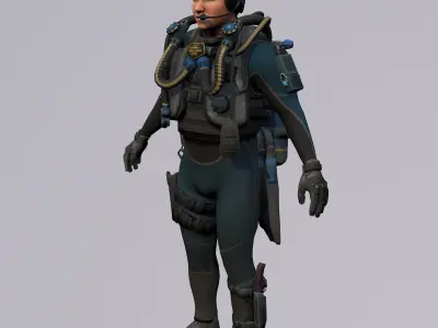 Agent from the game CSGO Captain David swimmers game ready 3D model
