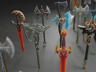 Stylized Fantasy Weapons Set 1 3D model