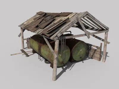 Old oil tank in open storage 3D model