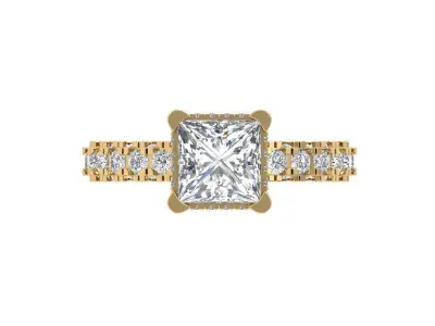Princess Art Deco Ring 3D print model 11