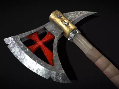 Two handed Templar Axe Low-poly 3D model