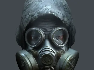 Gas mask helmet 3d model military combat Low-poly 3D mode Low-poly 3D model