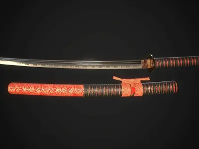 Wakizashi 03 Low-poly 3D model