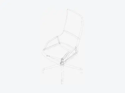 Chair - Conference - Worksmart - Small Glides - High Back Low-poly 3D model