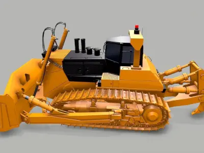Industrial Vehicle Dozer Low-poly 3D model