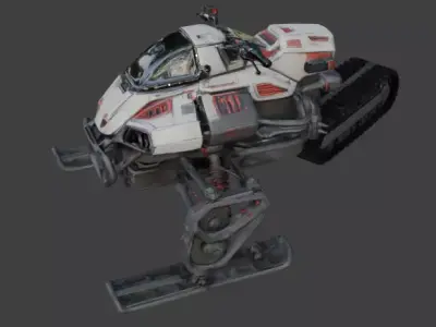 Realistic Sci-Fi Arctic Crawler Bike Low-poly 3D model