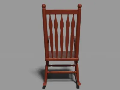 Wooden Rocking Chair Low-poly 3D model