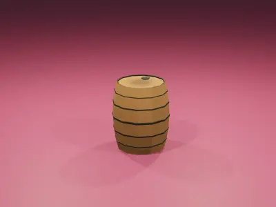 Barrel Low-poly 3D model 2