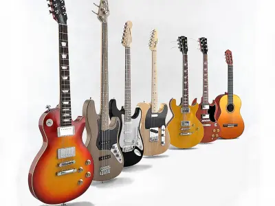 Collection of guitars 3D model