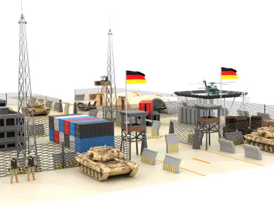 Germany Military Base Low-poly 3D model