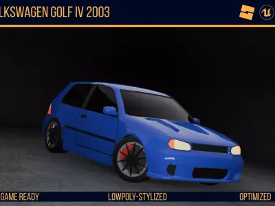 Stylized Volkswagen Golf 4 - Game Ready Low-poly 3D model