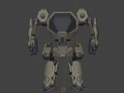Mecha - Realistic Machine Gun Robot  Fully Rigged  Game-Ready 3D model