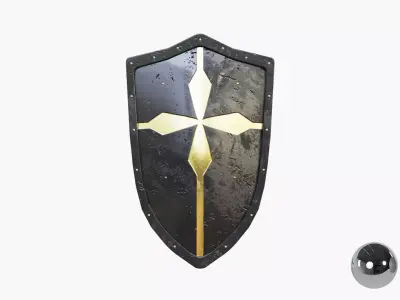 Medieval Warrior Knight Black Heater - Battle shield Low-poly 3D model