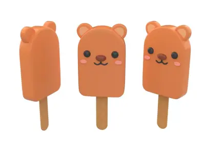 Cartoon Bear Ice Cream Cute  Low-poly 3D model