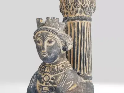 Scanned ancient female cup statue Low-poly 3D model