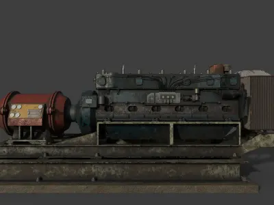 Diesel Generator Old II Low-poly 3D model