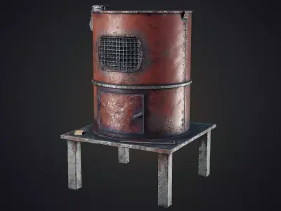 Hand Made Furnace Low-poly 3D model
