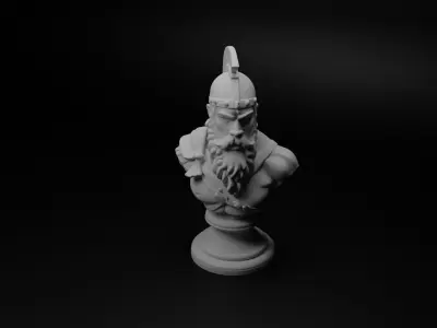 Barbarian Tribe Warrior Bust Chess 3D print model buy