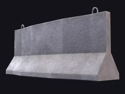 Traffic Concrete Barrier Game Ready PBR Low-poly 3D model